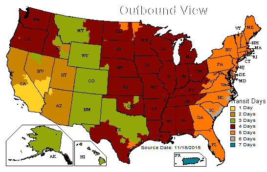 US Time in Transit Map